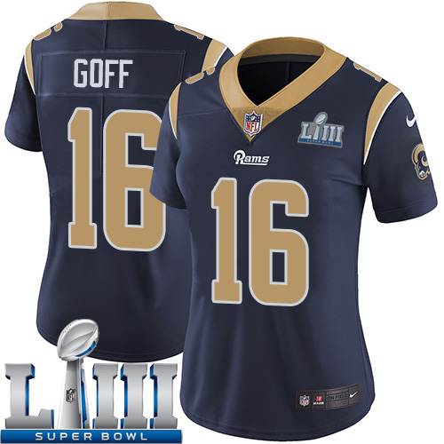 Women Los Angeles Rams #16 Goff Dark blue Nike Vapor Untouchable Limited 2019 Super Bowl LIII NFL Jerseys->women nfl jersey->Women Jersey